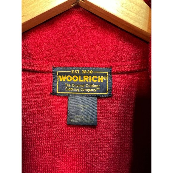 Woolrich Womens Wool Full Zip Cardigan Jacket Long Sleeve Sz S Red Solid Pockets - Picture 3 of 12